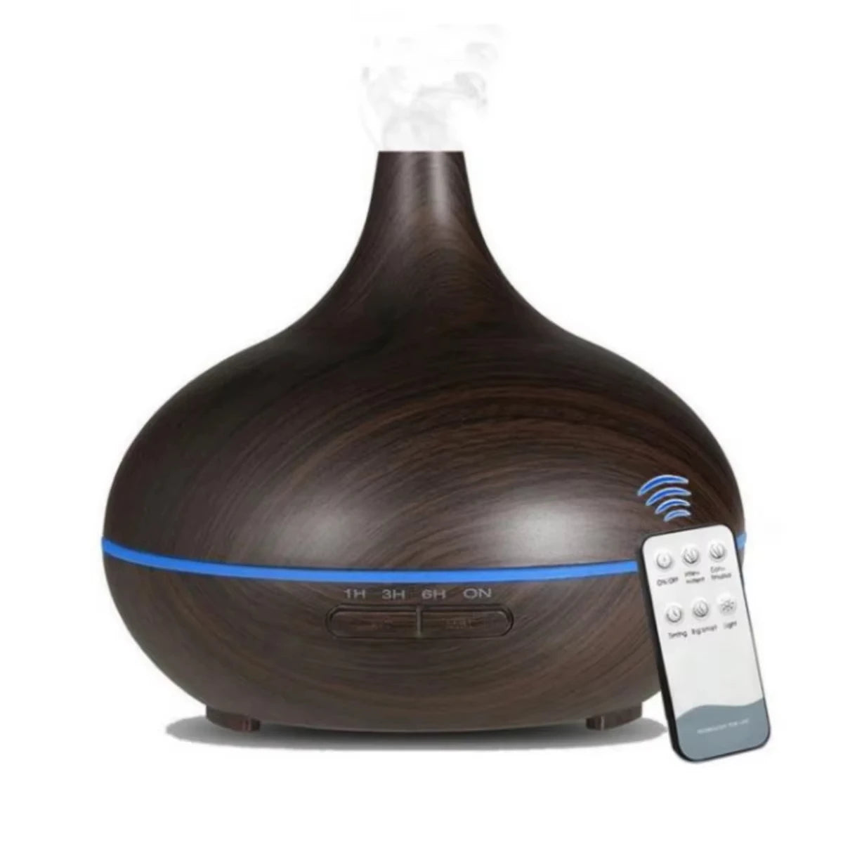 Air Humidifier Aromatherapy Essential Oil Diffuser Wood Grain 500ml Remote Control 7 Color Lights