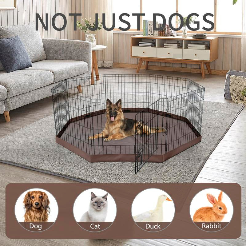 Foldable Metal Dog Exercise Playpen Gate Pet Fence Dog Crate 8 Panels 30 / 36 Inch Height Puppy Kennels with Top Cover / Bottom Pad for Animals Outdoor Indoor