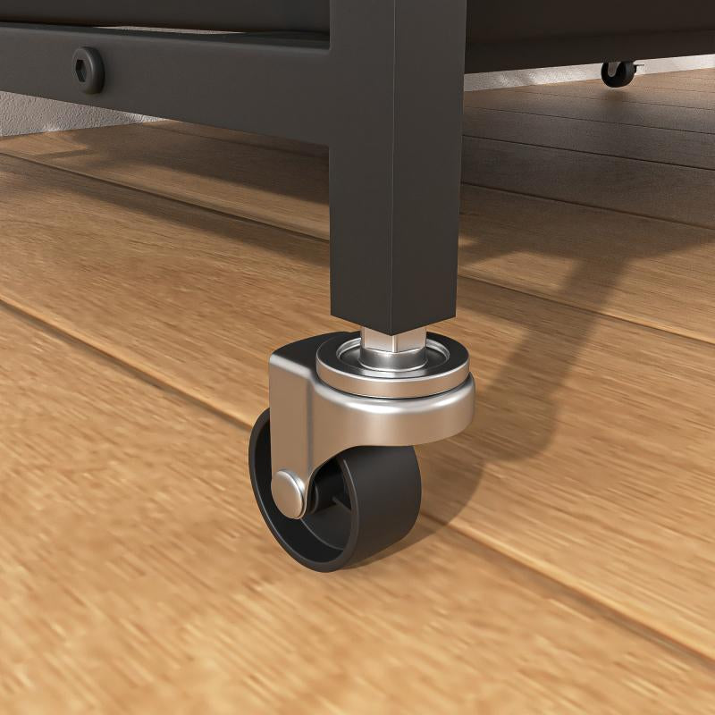 [Bellemave] Modern Kennel Dogs Room up to 60 LB, Dog Crate Furniture with Multi-Purpose Rremovable Ttray, Double-Door Dog House, Lift Panel, 360 Degree Rotation -3 Height Adjustable Feeding Bowls