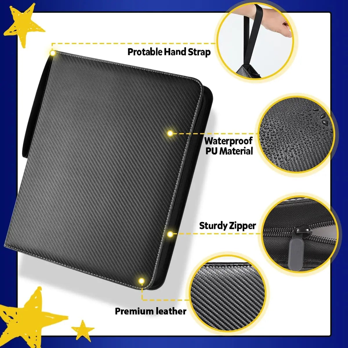 900 Pockets Card Binder Sleeves with Zipper, Double Sided Pockets Card Holder