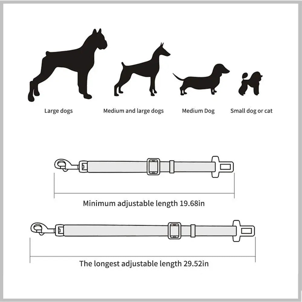 Adjustable Pet Cat Dog Car Seat  Belt Pet Seat Vehicle Dog Harness Lead Clip Safety Lever Traction