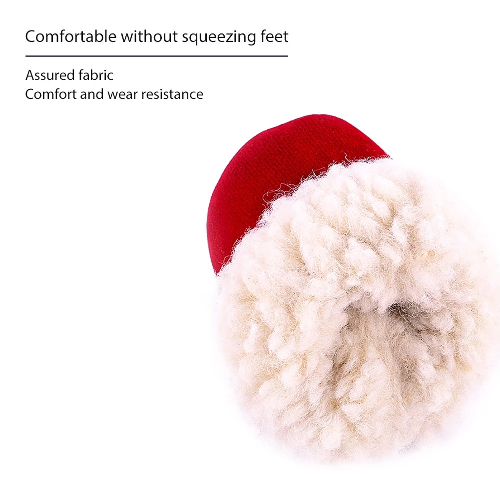 4Pcs Pet Dog Snow Boots Autumn Winter Warm Plush Dog Shoes for Small Medium Dog Cats S-XL Soft with Non-Slip Soles