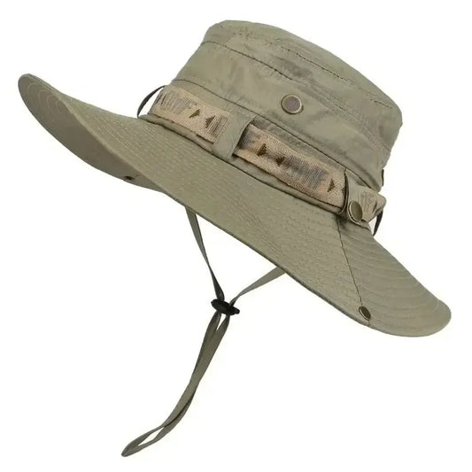 Summer Men Bucket Hat Outdoor UV Protection Wide Brim Panama Safari Hunting Hiking Hat Mesh