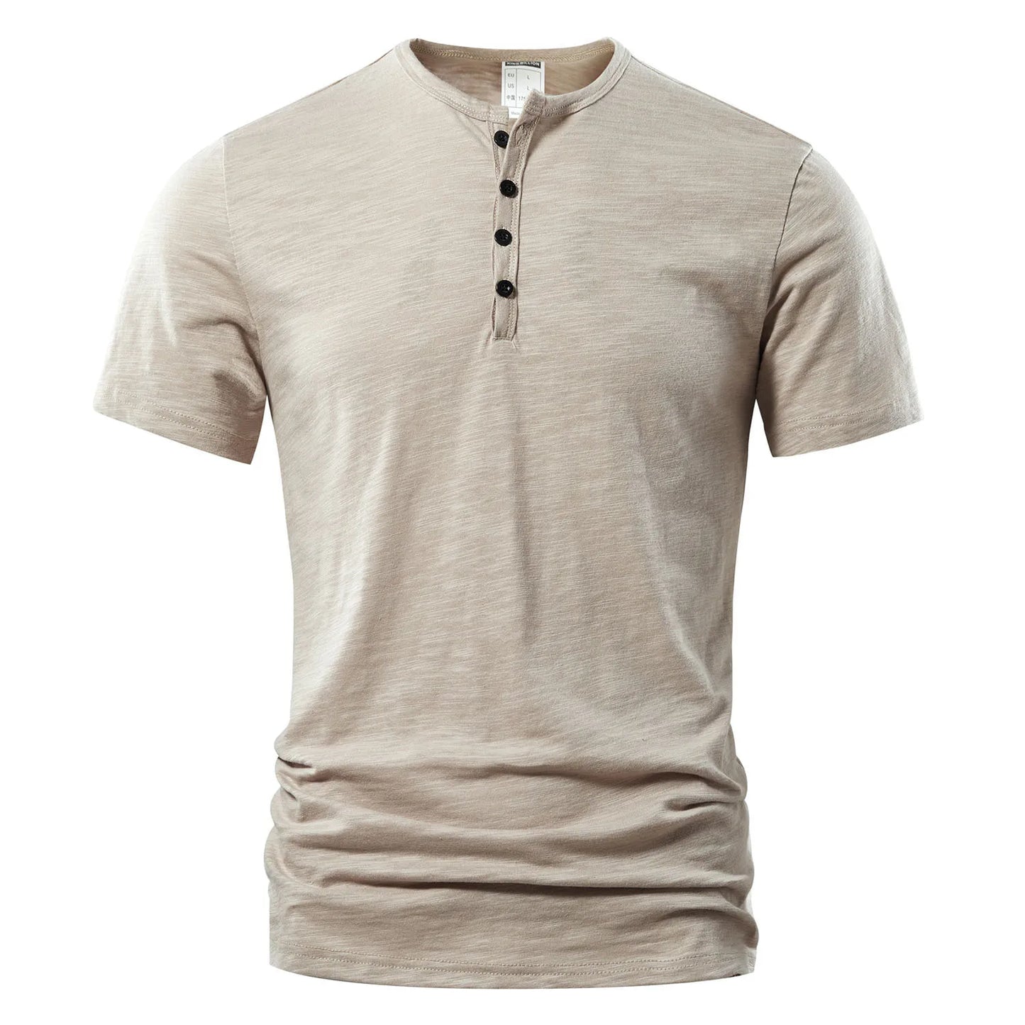 Men Casual Summer Short Sleeve Henry neck T-Shirt