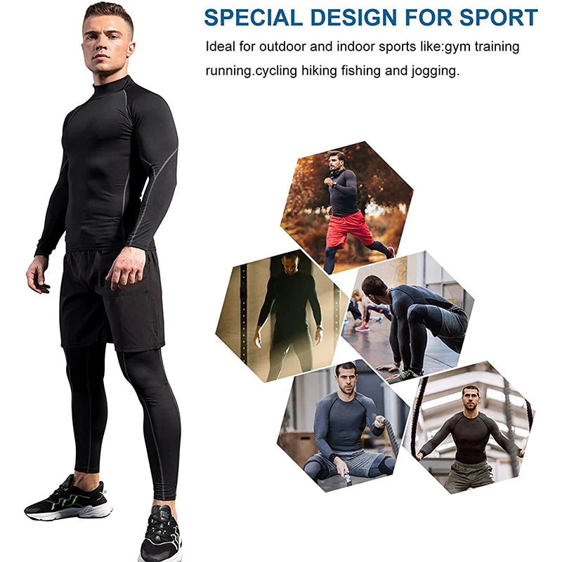 Men Sport T-shirt Quick Dry Bodybuilding Running Shirt Long Sleeve Compression Top Gym T Shirt