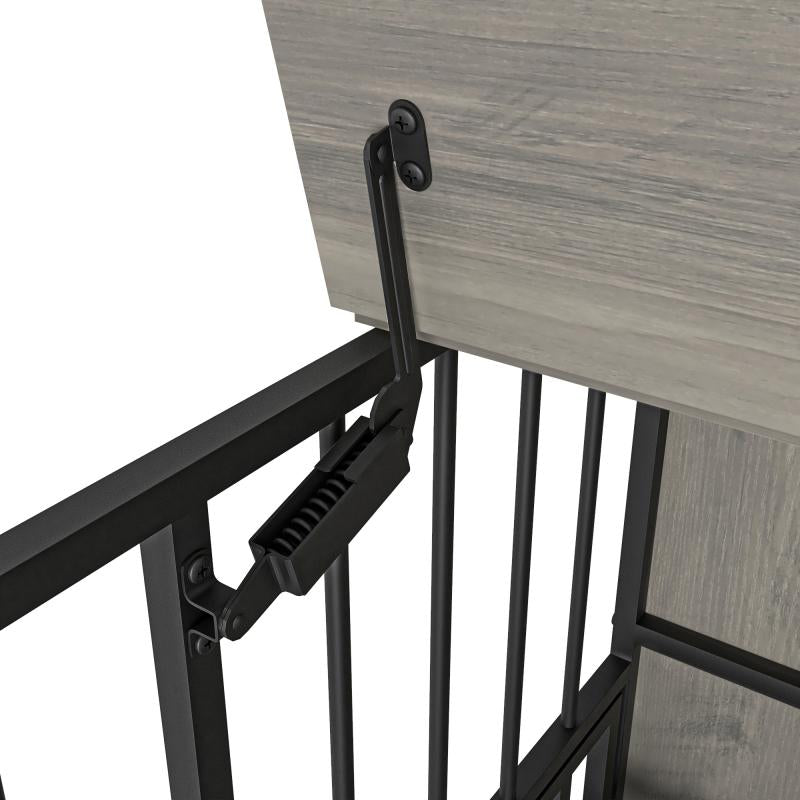 [Bellemave] Modern Kennel Dogs Room up to 60 LB, Dog Crate Furniture with Multi-Purpose Rremovable Ttray, Double-Door Dog House, Lift Panel, 360 Degree Rotation -3 Height Adjustable Feeding Bowls